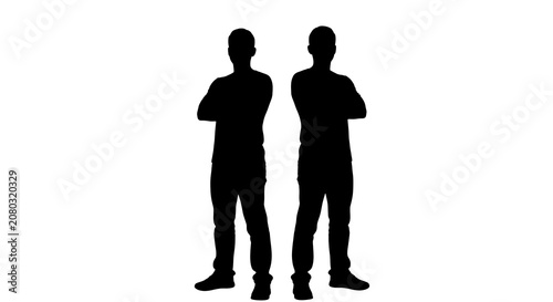 Black silhouette of two standing adults facing away