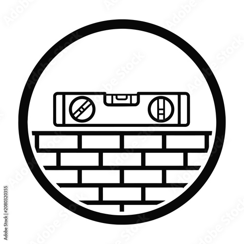 Level tool on brick wall