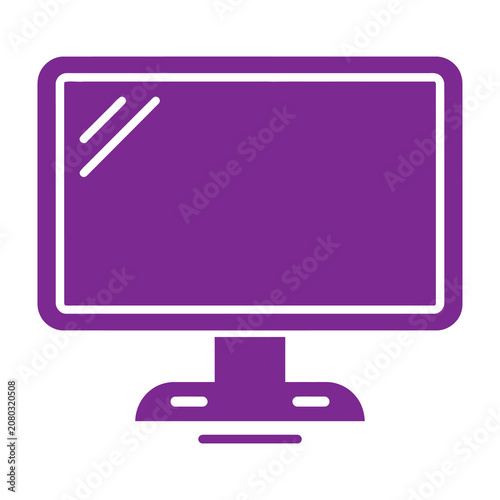 Purple computer monitor icon on white background
