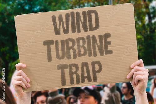 Tableau sur toile "Wind turbine trap" Spinning rotor catches unsuspecting aviators