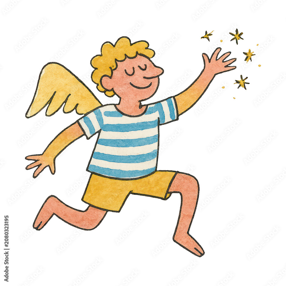 Obraz premium PNG Joyful angel spreading magic