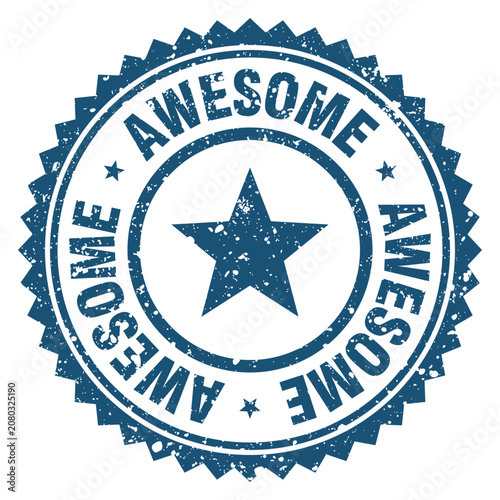 awesome blue grunge round stamp. awesome stamp