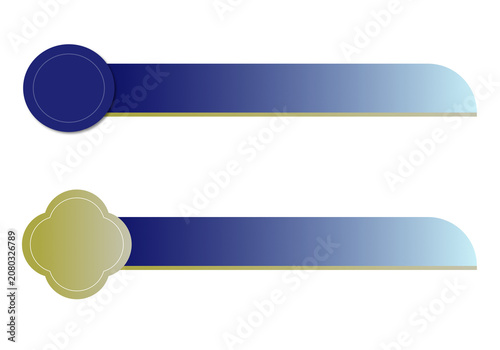 Modern blue and gold lower third banner set, elegant video broadcasting graphic elements isolated