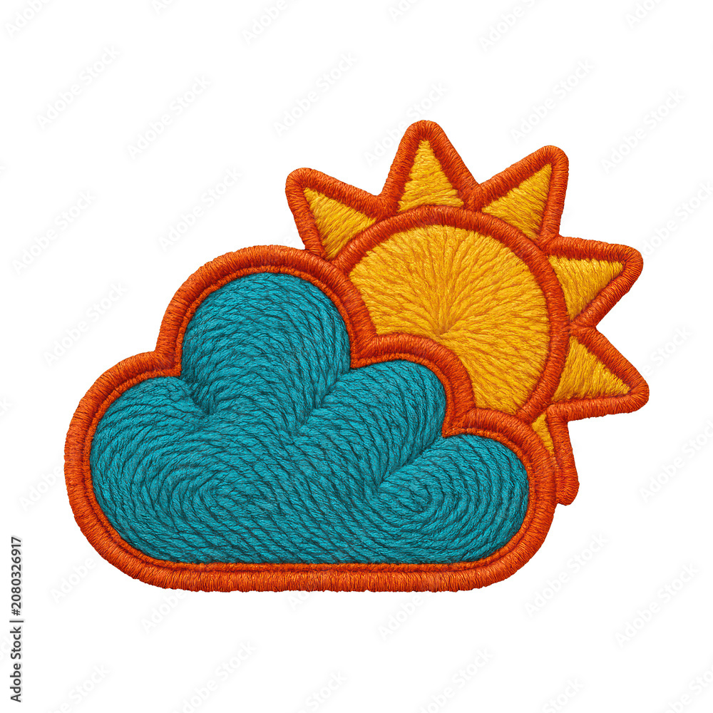 Naklejka premium PNG Colorful embroidered weather symbol