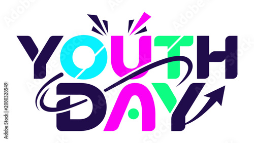 Tableau sur toile Youth Day Celebration Graphic: A vibrant and modern graphic design for Youth Day, featuring bold typography in shades of purple, cyan, pink, and green