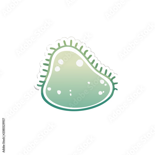 Flat vector illustration of an amoeba with cilia