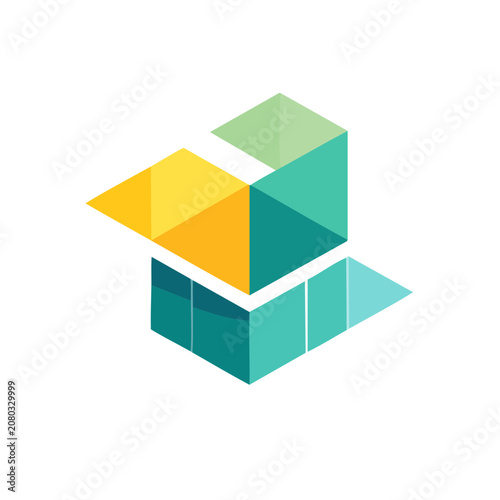Isometric Stacked Cubes Vector Illustration