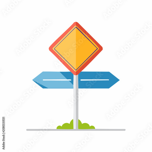 Blank Road Sign and Directional Arrows