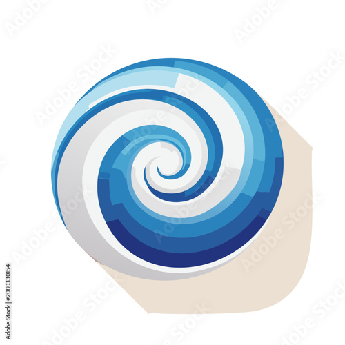 Blue spiral seashell vector illustration