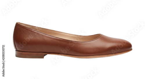 Bild auf Leinwand Classic brown leather ballerina flat shoe profile