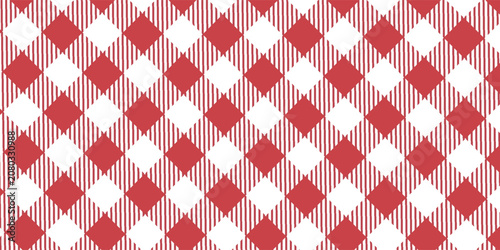 Red gingham plaid seamless diagonal pattern