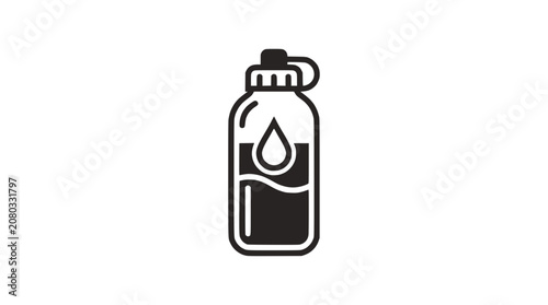 Tableau sur toile Minimalist Icon of a Water Bottle with Drop