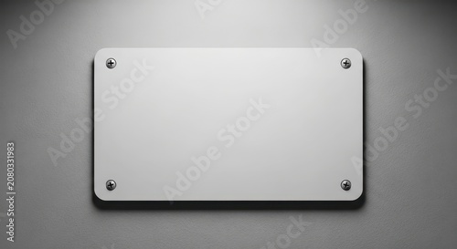 Blank metal plate with screws on wall.