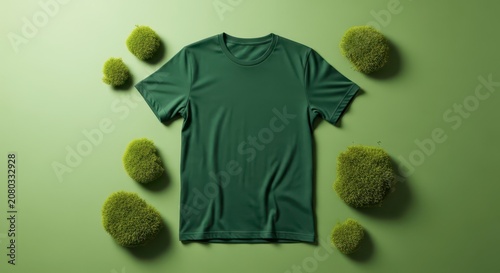 Dark green t-shirt with moss stones.