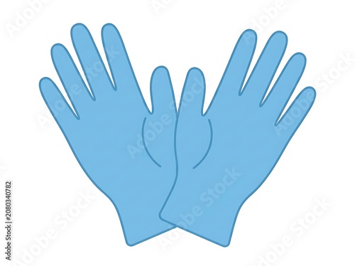 Pair of light blue nitrile medical gloves for clinical protection