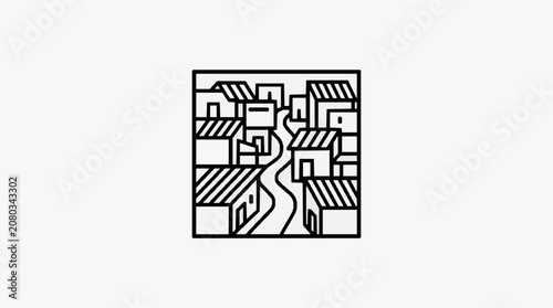Minimalist line art illustration of a world map.