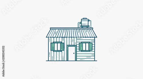 Minimalist line drawing of a two-story house.