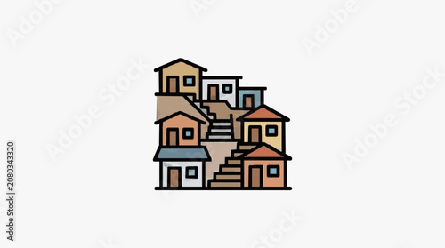 Minimalist wooden house icon with clean lines.