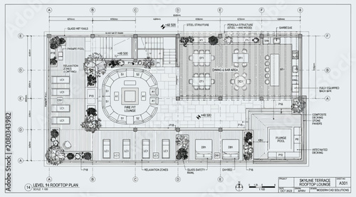 Foto Architectural floor plan of a terrace level