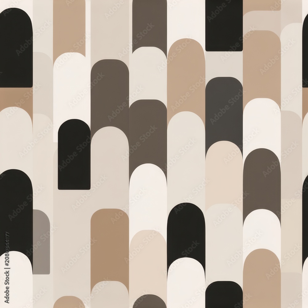 Obraz premium Simplified arches create a seamless pattern in soft earth tones for elegant backgrounds