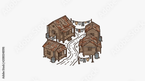 Konstfotografi Rustic wooden cabin with intricate carvings and gable roof.
