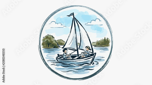 Konstfotografi Sailboat on calm water under blue sky.