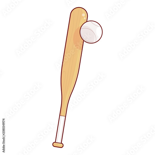 Wooden Baseball Bat and Ball illustration