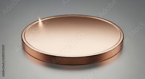 Copper colored metal circular plate object.
