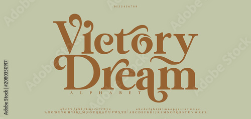 Victory Dream Elegant modern beauty logo alphabet font. Typography beautiful fashion luxury classic letters serif italic fonts decorative wedding vintage blossom logos. vector illustration