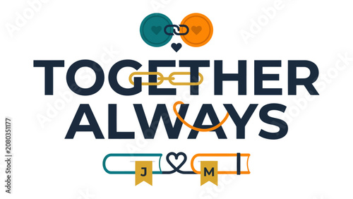 фотографія Together Always: A heartwarming graphic symbolizing eternal love and commitment, featuring linked hearts and initials, designed to celebrate enduring relationships
