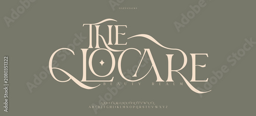 The Glocare Elegant Font Uppercase Lowercase and Number. Classic Lettering Minimal Fashion Designs. Typography modern serif fonts regular decorative vintage concept. vector illustration