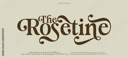 The Rosetine Elegant modern alphabet letters font logo. Typography luxury classic lettering serif italic fonts wedding vintage retro logos. vector illustration