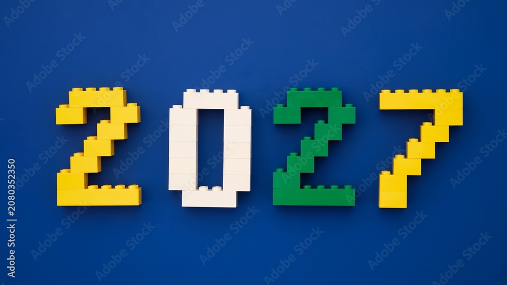 Obraz premium Tambov, Russian Federation - October 13, 2024 Lego numbers 2027 on a blue background.