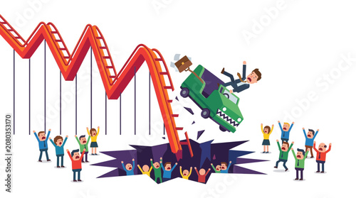 Business Rollercoaster Crash: Businessman Falls Off Ride into Crisis