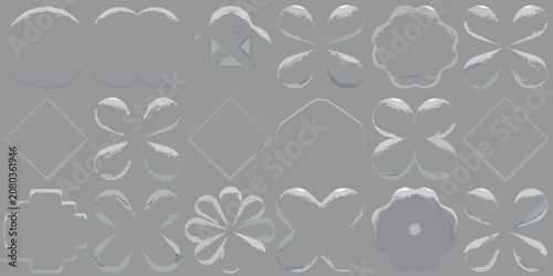 Εκτύπωση καμβά Grayscale floral and geometric shapes with soft shading translucent background