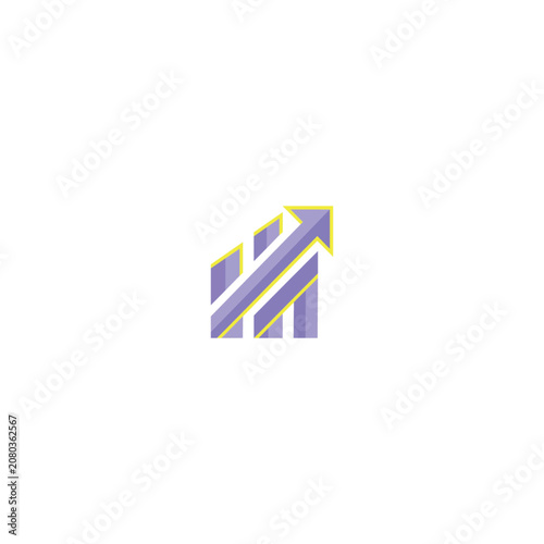 Growth Chart Arrow Rising Up Icon - Business Financial Progress Bar Graph Vector Illustration
