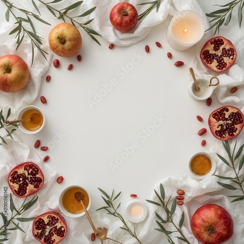 Fruit and Honey Arranged on a Table for a Seasonal Gathering and Celebration ...