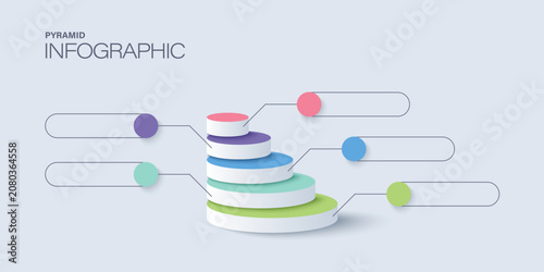 3d pyramid block layers business infographic template with 5 steps template.