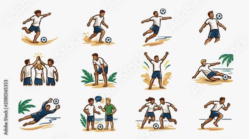 Canvas Print Vector illustration set of diverse animal activities and poses.
