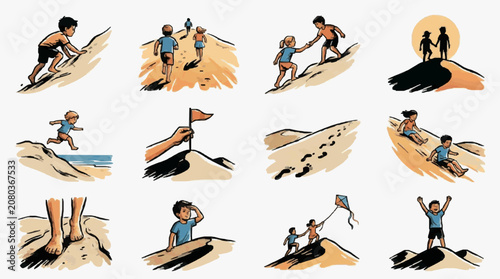 Tableau sur toile Vector illustration set of various bird species in flight.