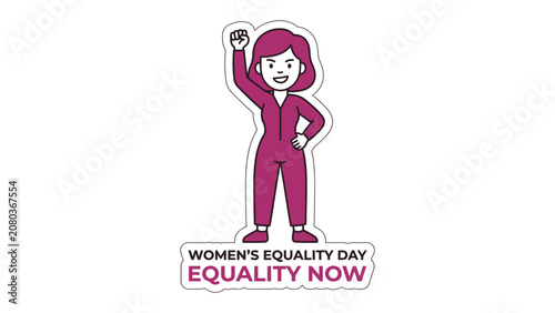 Foto Woman Raising Fist in Support of Equality: A determined woman stands in solidarity, raising her fist in a powerful symbol of protest and advocacy for women's rights and equality