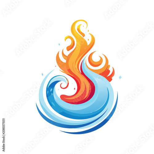 Fire and water swirl vector illustration