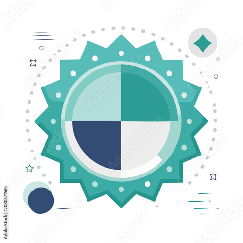 Flat design geometric badge with sunburst frame