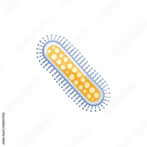 Flat illustration of a bacterium with cilia