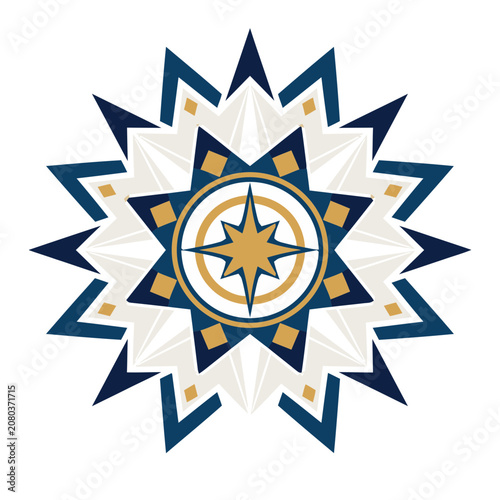 Geometric starburst with compass design vector