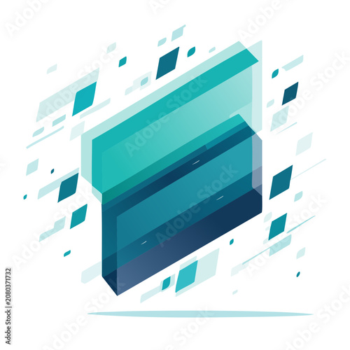 Isometric Glass Block with Geometric Elements