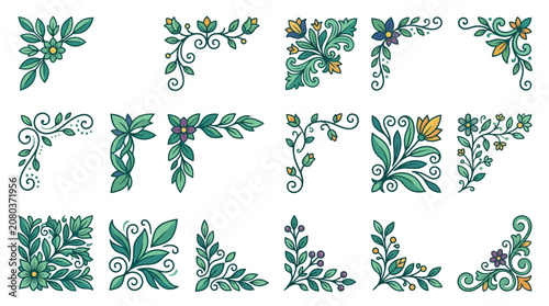 Foto Vibrant floral patterns adorn the decorative lettering on a white background with green leaves and colorful flowers in 2026-06-30 reference