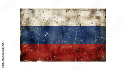 Old rustic russian flag with a vintage weathered texture design isolated on a clean transparent background for projects isolated on transparent background