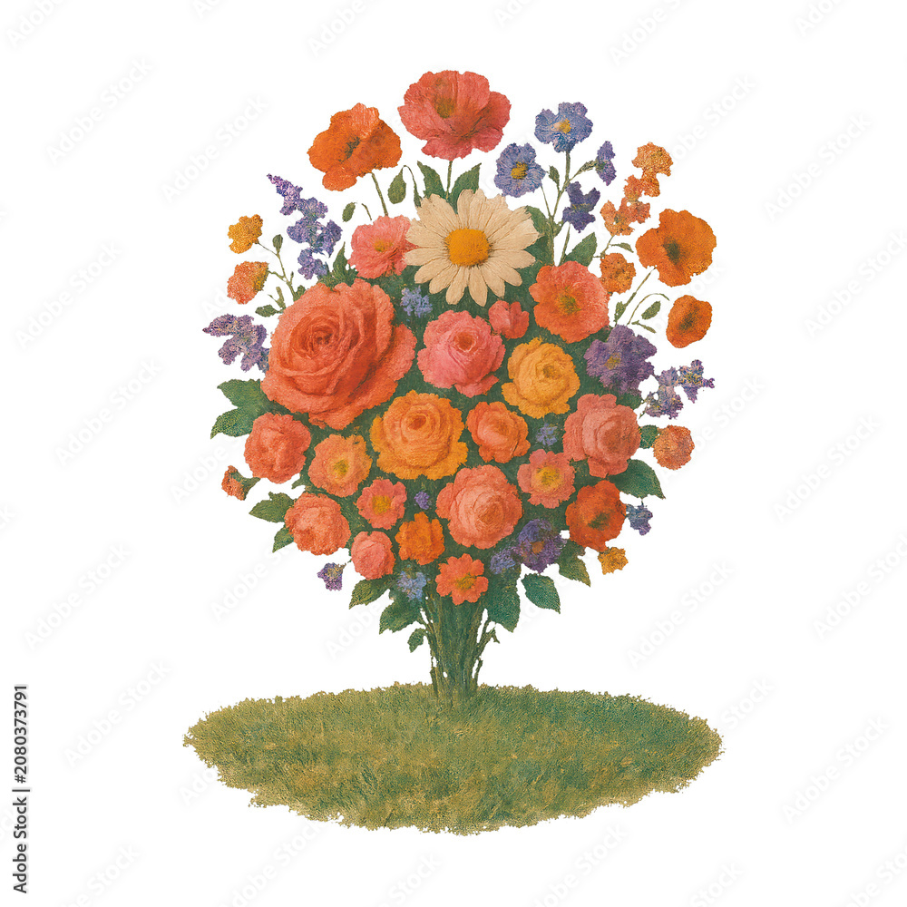 Fototapeta premium PNG Vibrant floral bouquet illustration