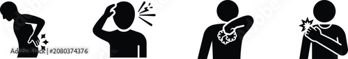 Photos Medical icons representing human physical pain and injury symptoms with headache